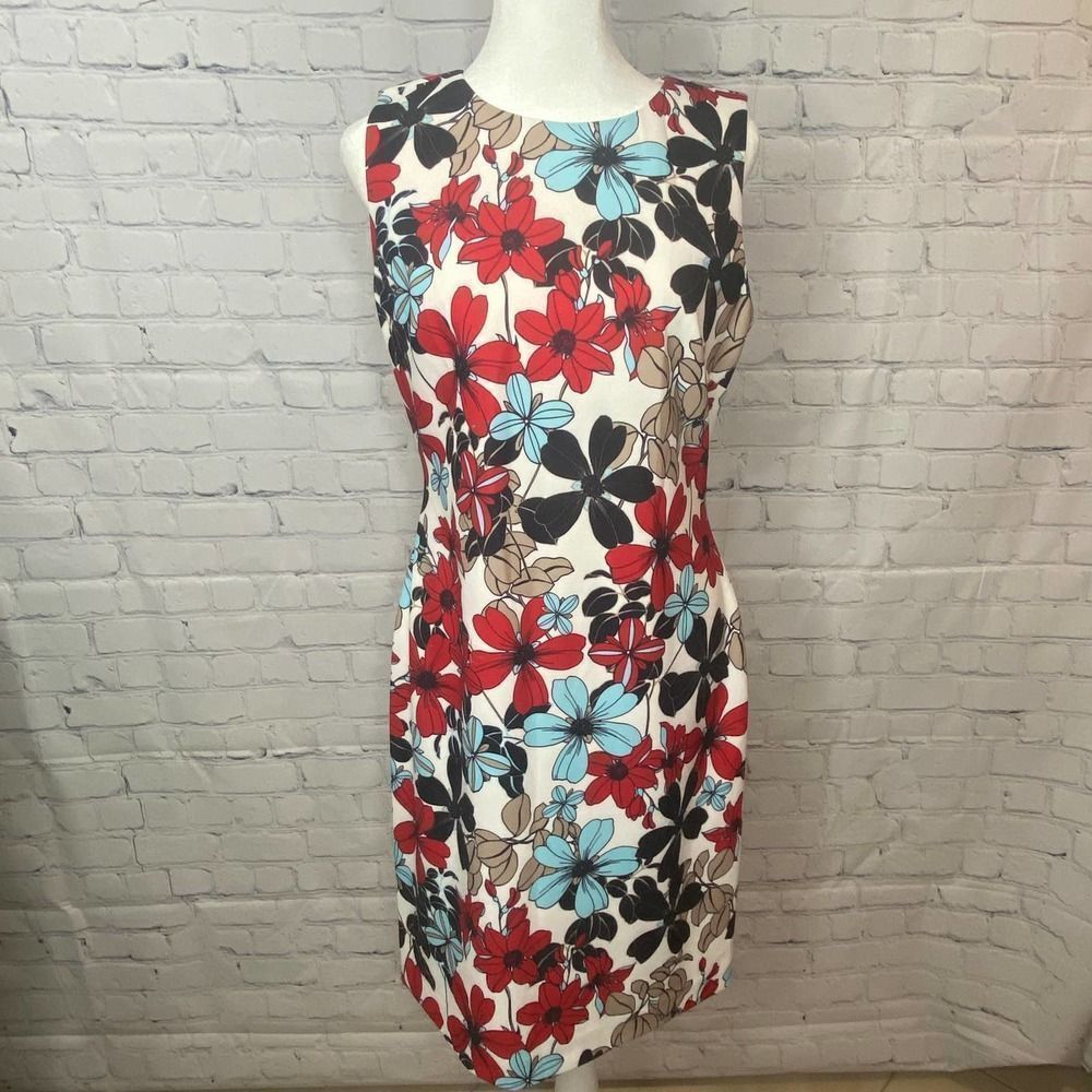 Tommy Hilfiger Size 8 Red, White, Blue & Tan Sleeveless Dress 